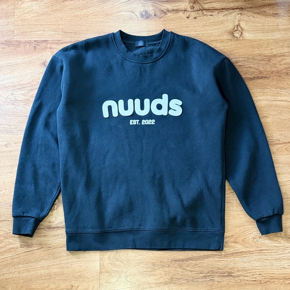 nuuds Sweaters - nuuds Black Crewneck with Cream Logo